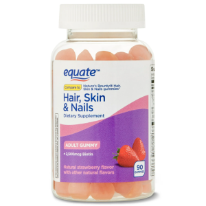 Equate Hair, Skin & Nails con Biotina 2500 mcg – 90 Gummies | Suplemento para cabello, piel y uñas
