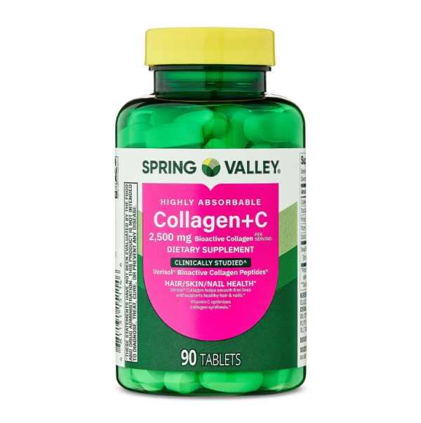 Spring Valley Colágeno + Vitamina C alta absorción 2500 mg 90 tabletas