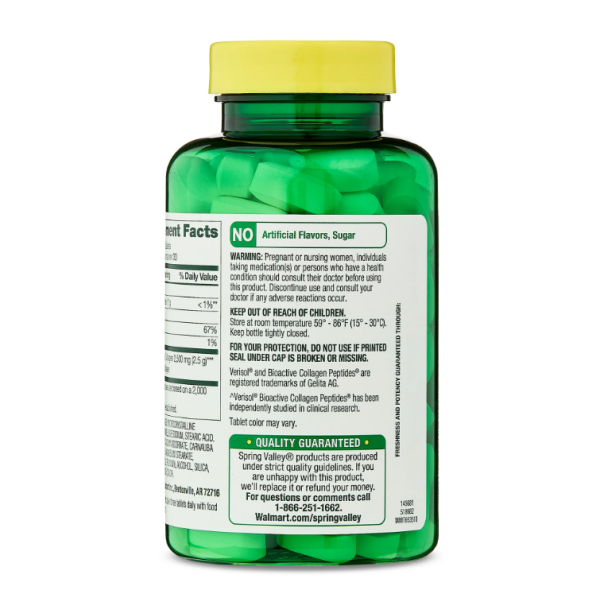 Spring Valley Colágeno + Vitamina C Alta Absorción 2500 mg – 90 tabletas - Imagen 3